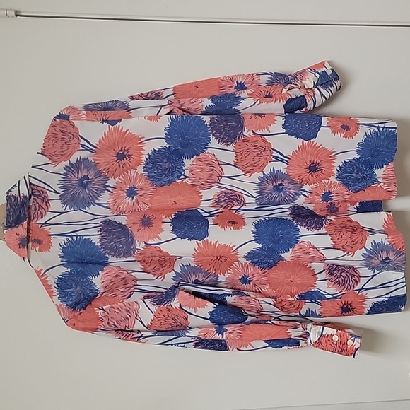 VTG | Bright Coral Floral Print Blouse - Picture 8 of 9